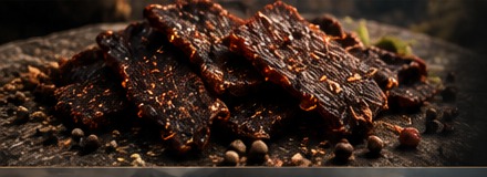 Close-up of premium beef jerky